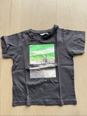 Mayoral Gray Tee with Bright Green Surf Graphic
